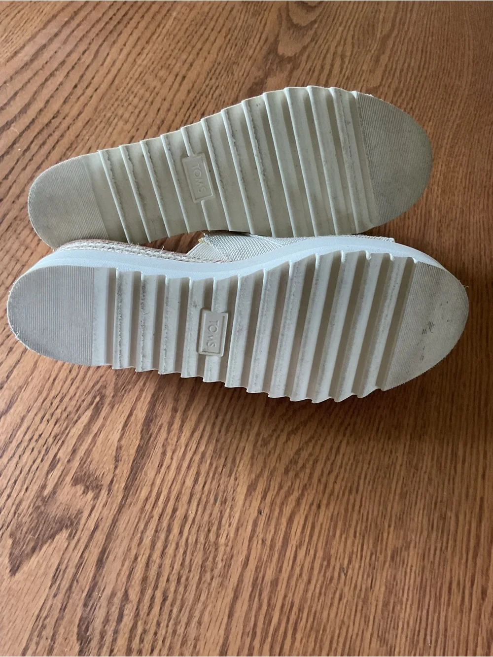 TOMS Cream Canvas Platform Slide Sandals